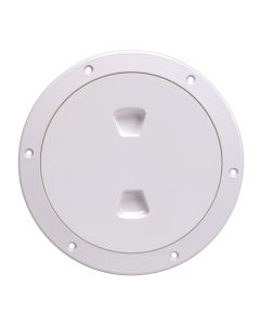 Beckson 6" Smooth Center Screw-Out Deck Plate - White