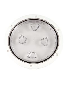 Beckson 8" Clear Center Screw-Out Deck Plate - White