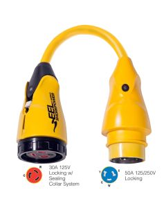 Marinco P504-30 EEL 30A-125V Female to 50A-125/250V Male Pigtail Adapter - Yellow