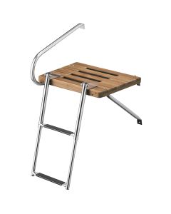 Whitecap Teak Swim Platform w/2-Step Telescoping Ladder f/Boats w/Outboard Motors