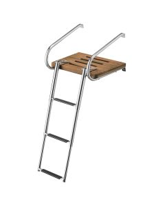 Whitecap Teak Swim Platform w/3-Step Telescoping Ladder f/Boats w/Inboard/Outboard Motors