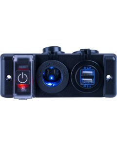 Sea-Dog Double USB & Power Socket Panel w/Breaker Switch