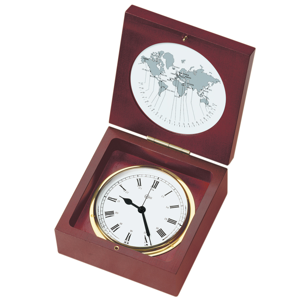 BARIGO Quartz Ship Clock in a Box Brass & Mahogany 4" Dial eBay
